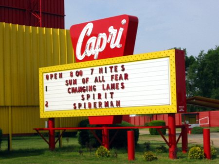 Capri Drive-In Theatre - Close-Up Of Marquee - Photo From Water Winter Wonderland (newer photo)